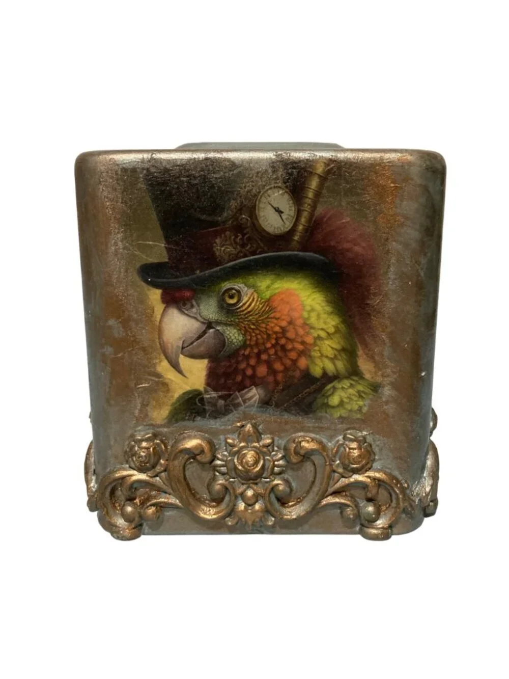 Victorian Gothic Steampunk Parrot Buzzard And Crow Tissue Box Cover